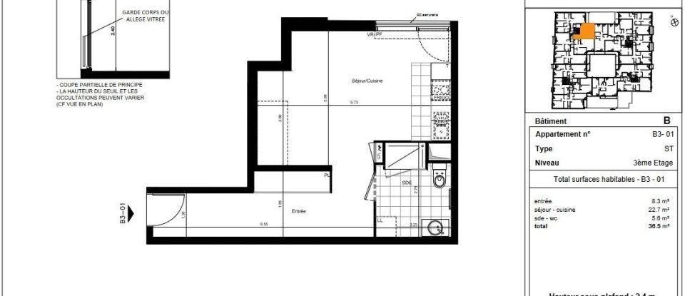 Appartement 1 pièce de 36 m² à Villiers-sur-Marne (94350)