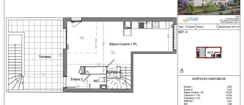 Appartement 3 pièces de 70 m² à Villeurbanne (69100)
