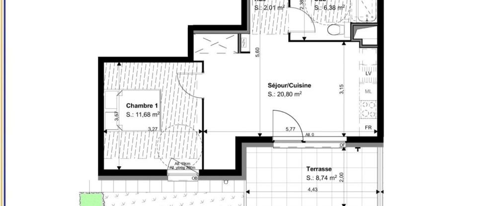 Appartement 2 pièces de 40 m² à Mulhouse (68100)
