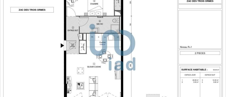 Appartement 2 pièces de 50 m² à Coupvray (77700)