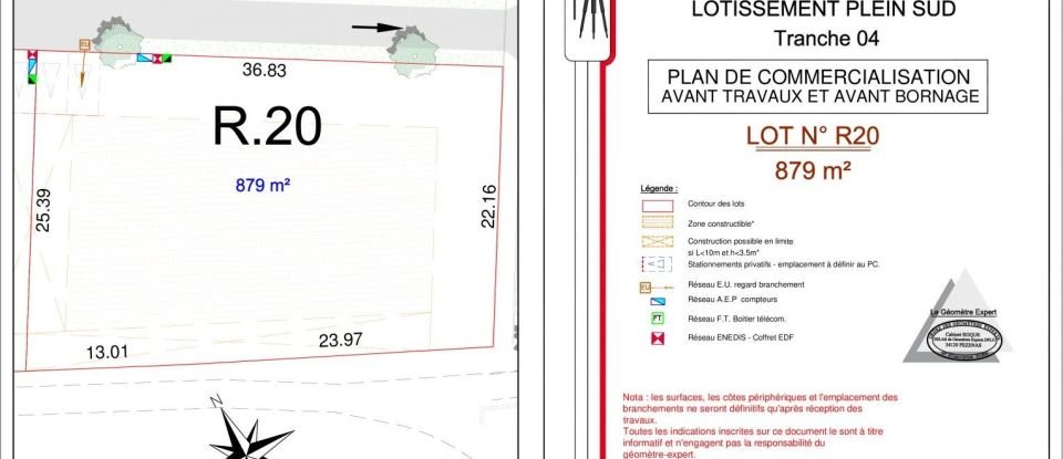 Land of 879 m² in Pézenas (34120)