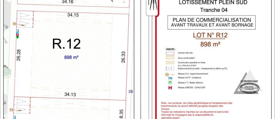 Land of 898 m² in Pézenas (34120)