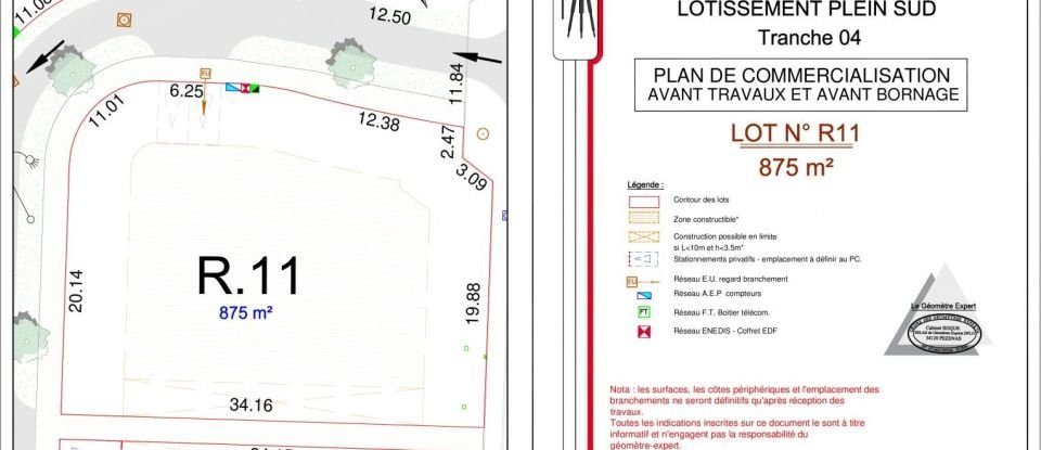 Land of 875 m² in Tourbes (34120)