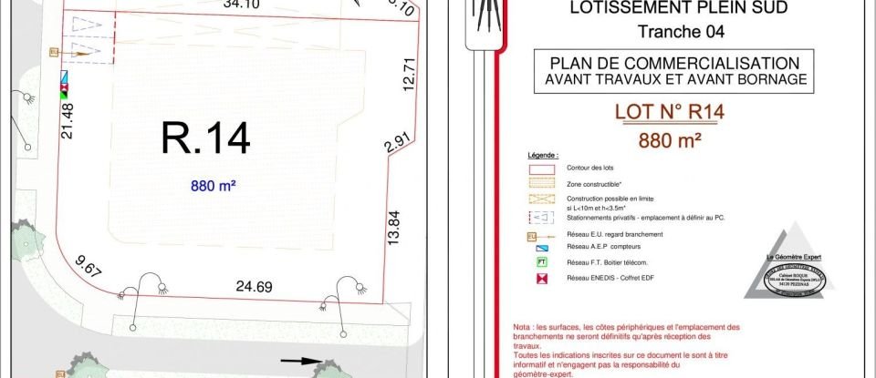 Land of 880 m² in Tourbes (34120)