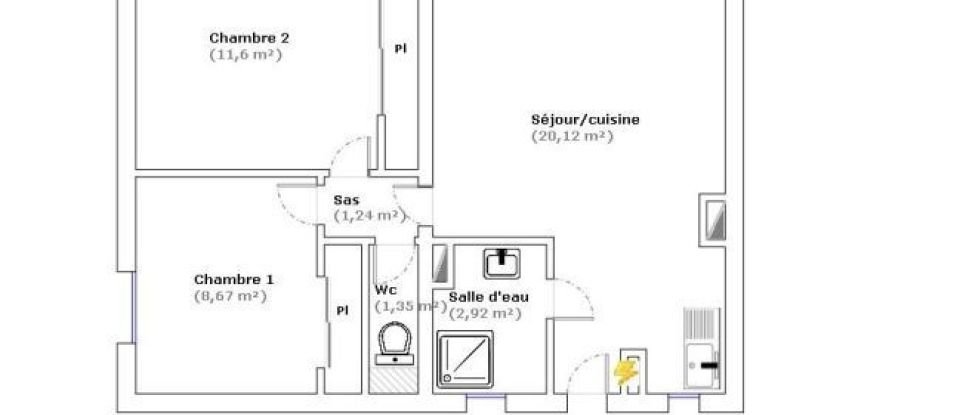 Apartment 3 rooms of 46 m² in Bandol (83150)