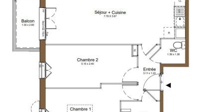 Appartement 3 pièces de 60 m² à Montlhéry (91310)
