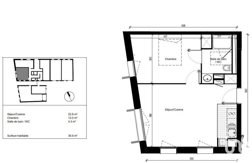 Appartement 2 pièces de 40 m² à Toulouse (31200)