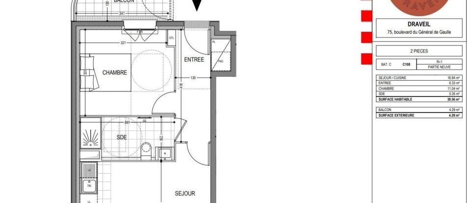Appartement 2 pièces de 39 m² à Draveil (91210)