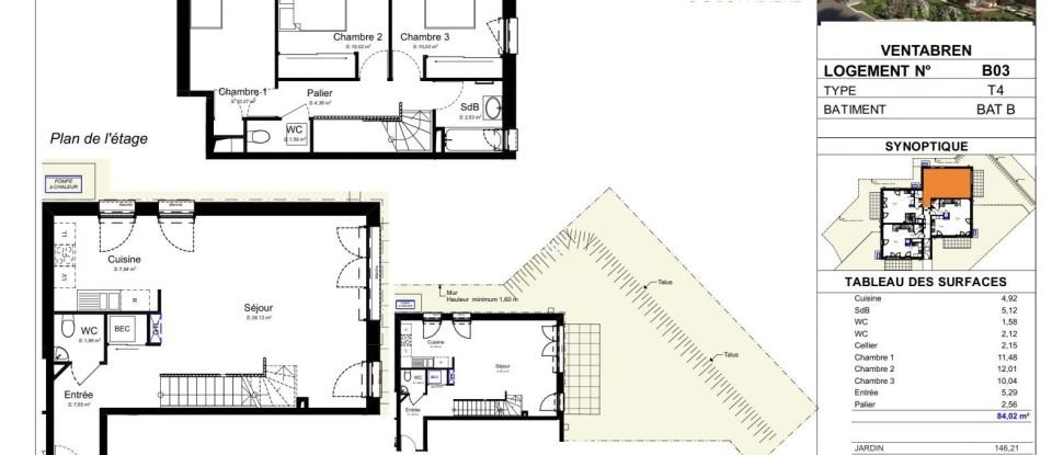 Appartement 4 pièces de 85 m² à Ventabren (13122)