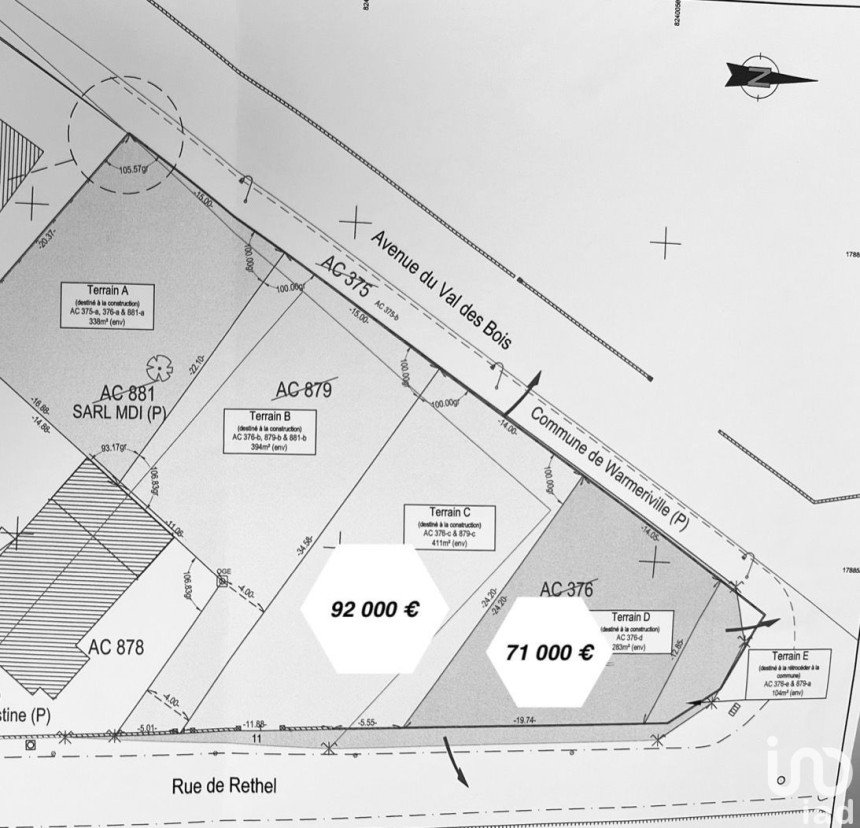 Land of 411 m² in Warmeriville (51110)