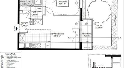 Appartement 2 pièces de 45 m² à Neuilly-Plaisance (93360)