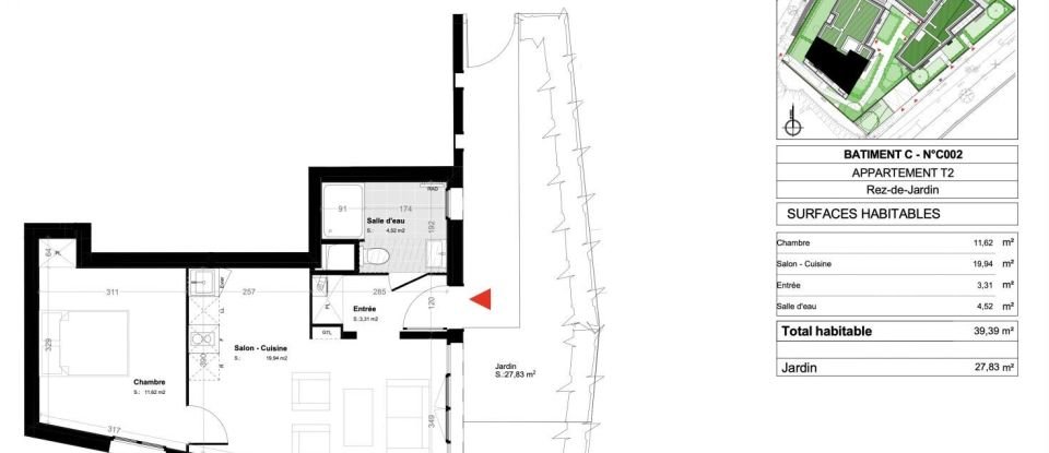 Appartement 2 pièces de 39 m² à Melun (77000)