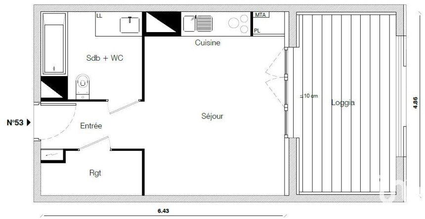 Appartement 1 pièce de 29 m² à Toulouse (31400)