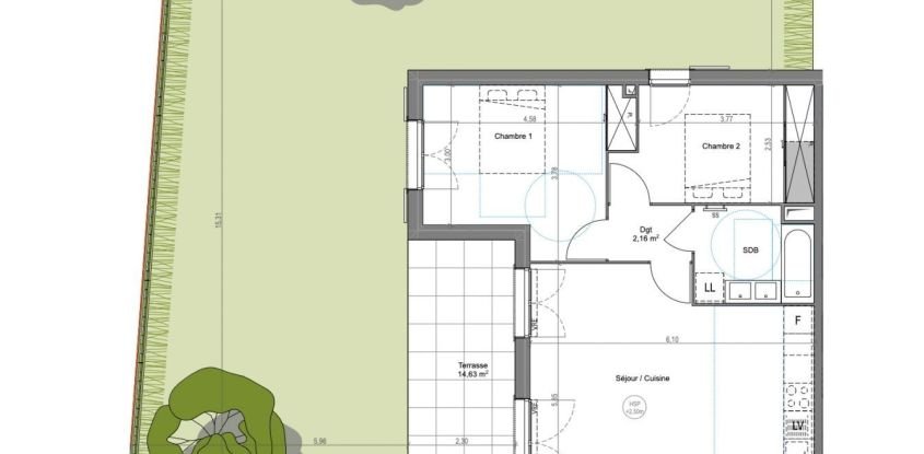 Appartement 3 pièces de 70 m² à Cogolin (83310)
