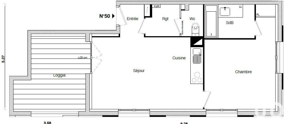 Appartement 2 pièces de 45 m² à Toulouse (31400)