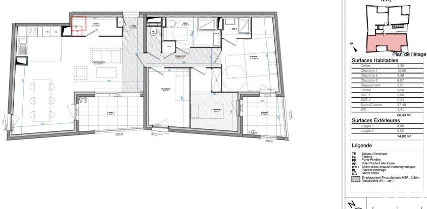 Appartement 2 pièces de 44 m² à Hyères (83400)