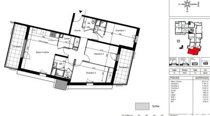 Appartement 4 pièces de 82 m² à Tours (37100)
