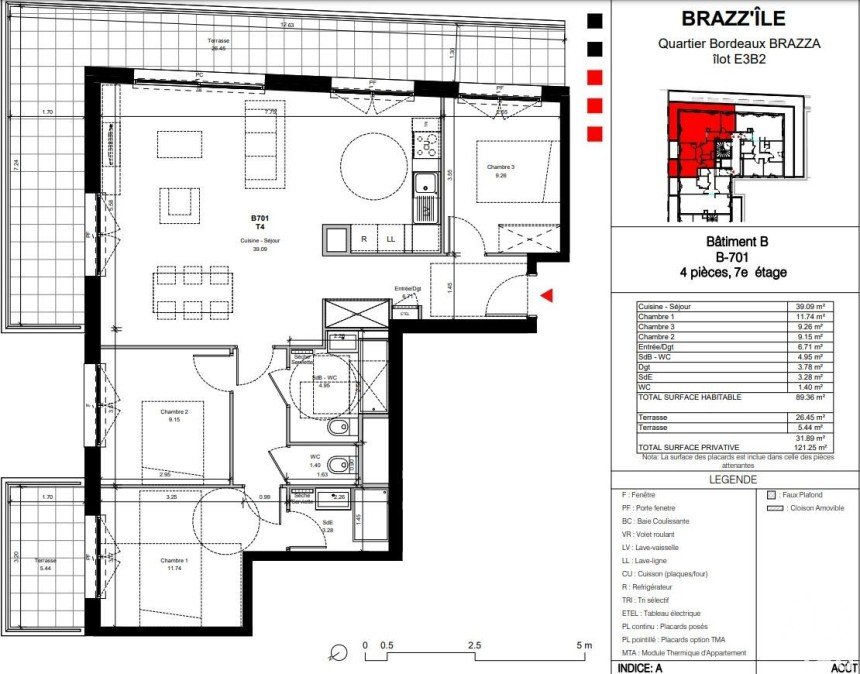 Appartement 4 pièces de 89 m² à Bordeaux (33100)
