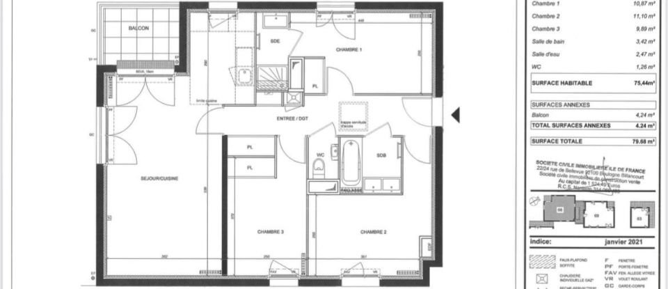 Appartement 4 pièces de 76 m² à Montigny-lès-Cormeilles (95370)
