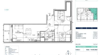 Appartement 3 pièces de 54 m² à Cucq (62780)