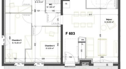 Apartment 5 rooms of 90 m² in Dijon (21000)