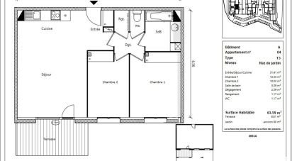 Apartment 3 rooms of 64 m² in Boucau (64340)