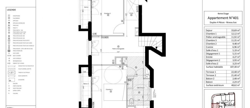 Apartment 4 rooms of 107 m² in Saint-Ouen-sur-Seine (93400)