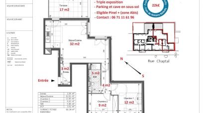 Appartement 3 pièces de 66 m² à Levallois-Perret (92300)