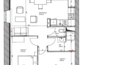 Apartment 3 rooms of 57 m² in Montigny-lès-Metz (57950)