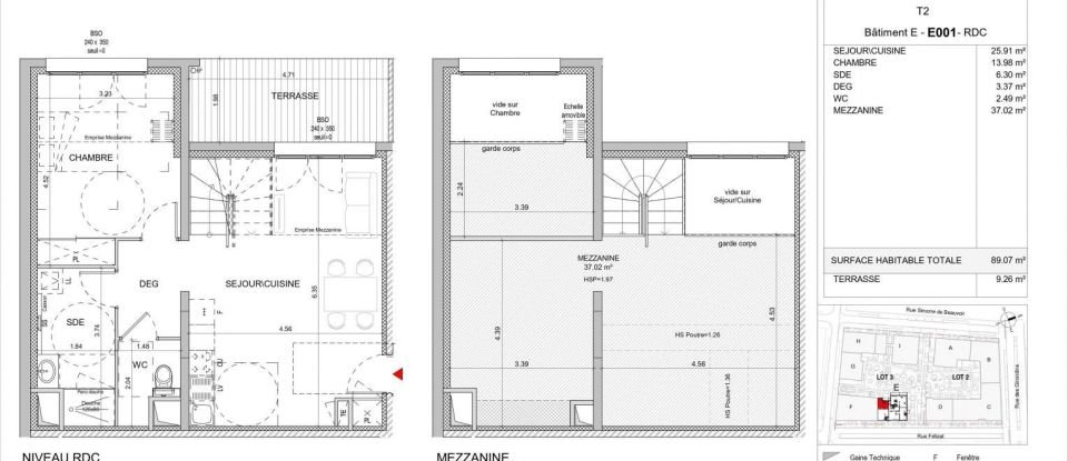 Appartement 2 pièces de 89 m² à Lyon (69007)