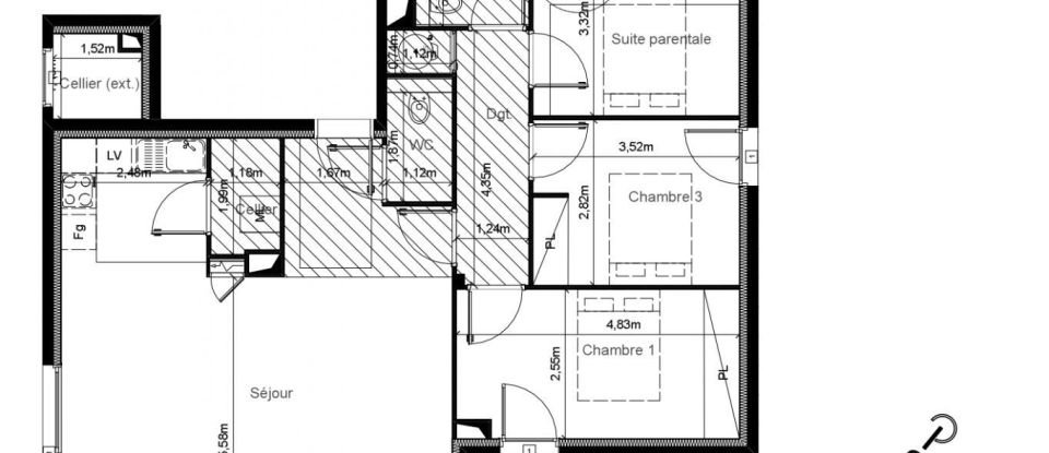 Appartement 4 pièces de 102 m² à Sérignan (34410)