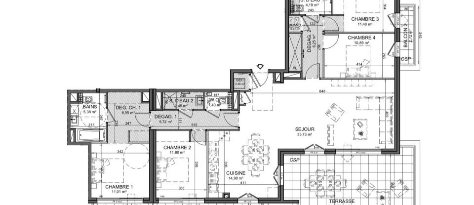 Appartement 5 pièces de 129 m² à Le Cannet (06110)