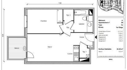 Apartment 2 rooms of 43 m² in Boucau (64340)
