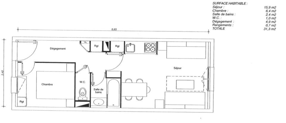 Appartement 2 pièces de 31 m² à Serris (77700)