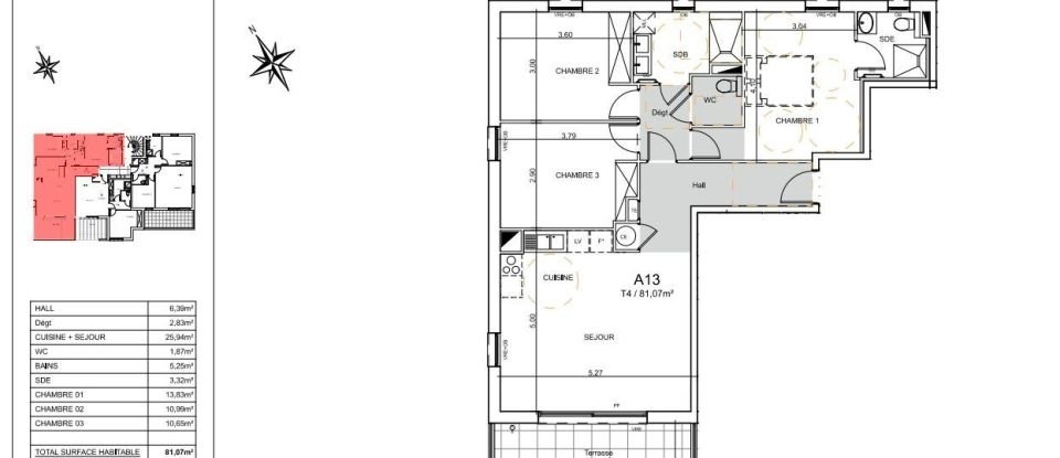 Appartement 4 pièces de 81 m² à SAINT-AYGULF (83370)