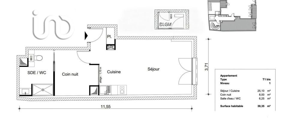 Apartment 2 rooms of 40 m² in Paris (75020)