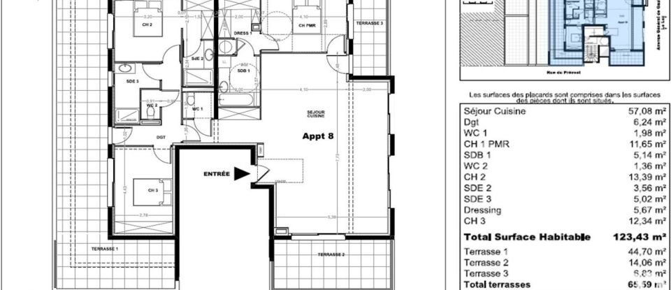 Appartement 4 pièces de 123 m² à Palavas-les-Flots (34250)