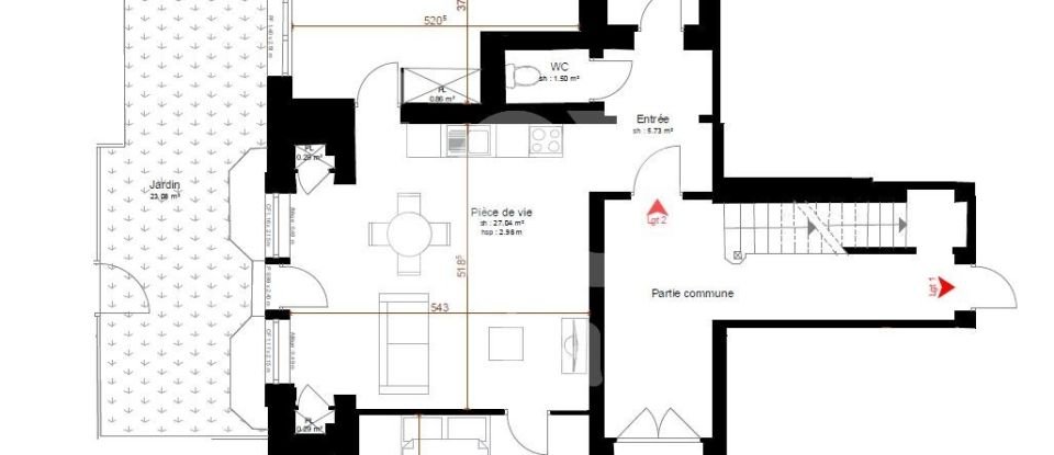 Appartement 3 pièces de 70 m² à Thumeries (59239)