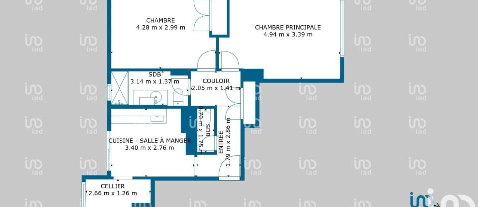 Appartement 2 pièces de 51 m² à Grenoble (38100)