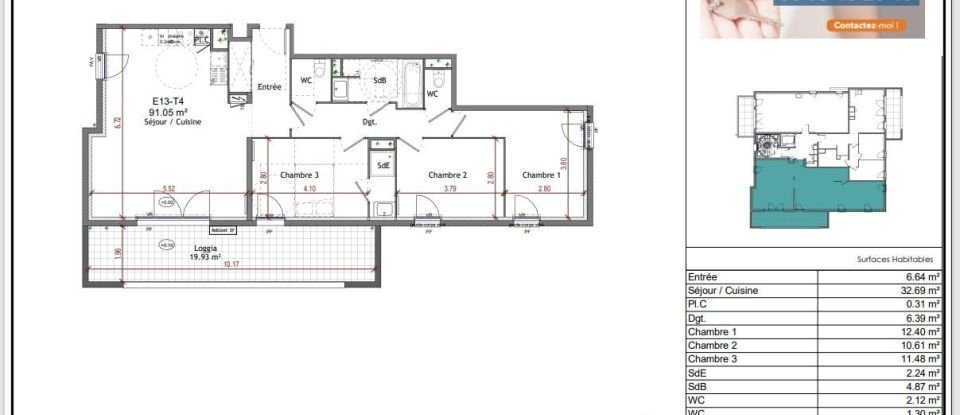 Appartement 4 pièces de 91 m² à Martigues (13500)
