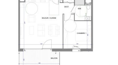 Appartement 2 pièces de 51 m² à Annecy (74000)
