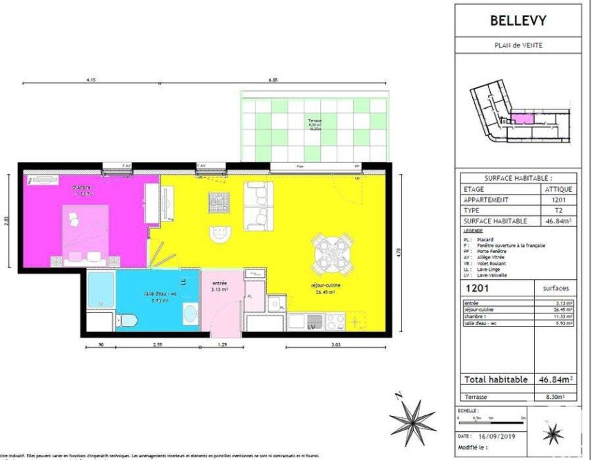Apartment 2 rooms of 46 m² in Vezin-le-Coquet (35132)