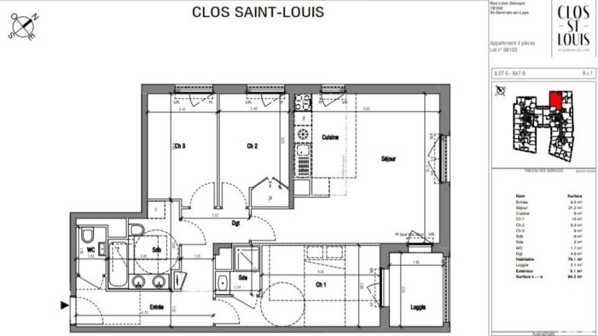 Apartment 4 rooms of 80 m² in Saint-Germain-en-Laye (78100)