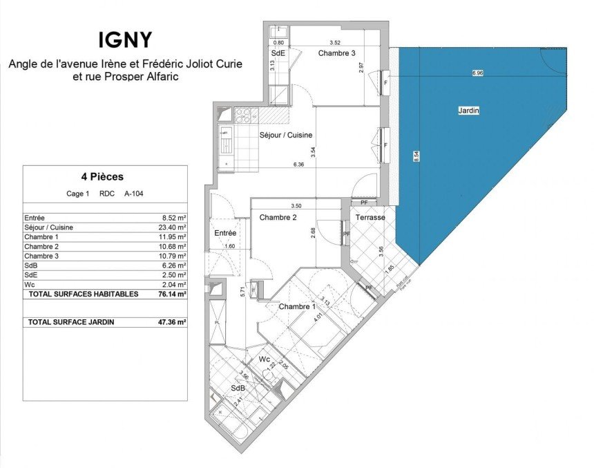 Appartement 4 pièces de 76 m² à Igny (91430)