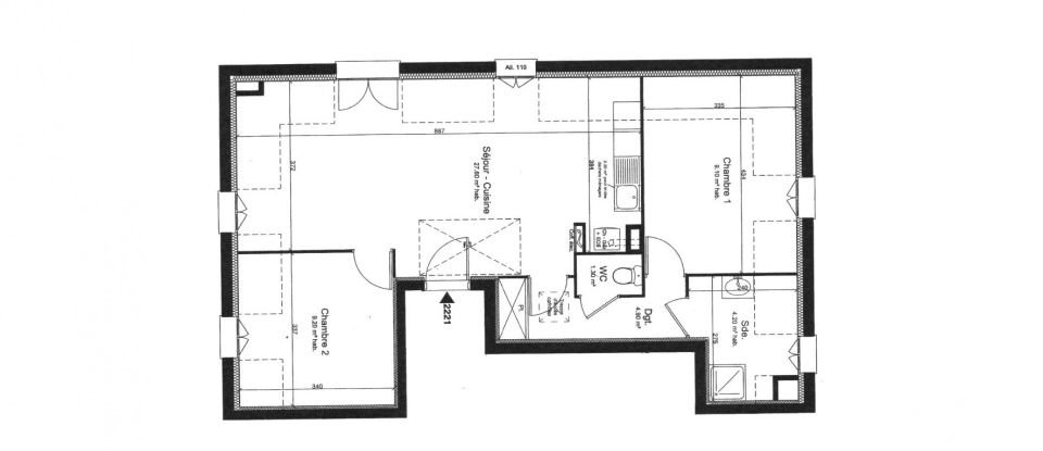 Appartement 3 pièces de 57 m² à Houdan (78550)