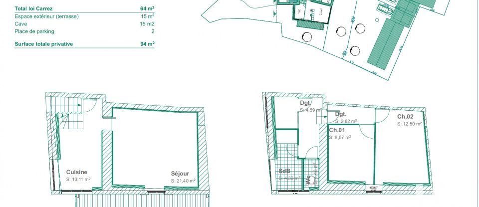 Appartement 3 pièces de 64 m² à Bernin (38190)