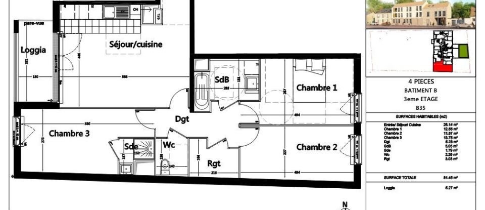 Apartment 4 rooms of 80 m² in Rambouillet (78120)