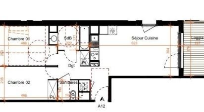 Appartement 3 pièces de 58 m² à Toulouse (31000)