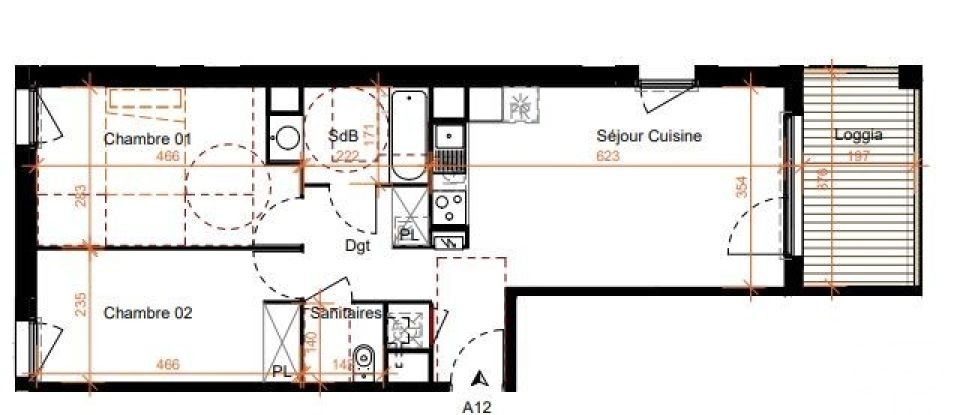 Appartement 3 pièces de 58 m² à Toulouse (31000)