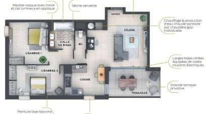 Appartement 3 pièces de 65 m² à Pau (64000)
